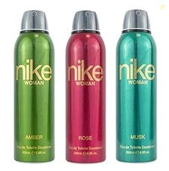 Nike Unisex Amber + Rose + Musk Spray Deodorant For Woman- Pack Of 3 (