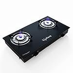 Lifelong 2 Burner Gas Stove Top for Kitchen – Manual Ignition Cooktop Modern Glass Stove for Modular Kitchen, ISI Certified & Compatible with LPG – 1 Year Manufacturer’s (Black, LLGS10)
