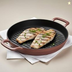 Ember Cookware Pre-Seasoned Cast Iron Grill Pan 26 cm | Induction Cook