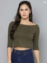 SASSAFRAS Women Ribbed Fitted Crop Top