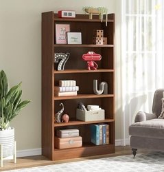 Lukzer Engineered Wood 6 Tier Bookcase Open Book Shelf Storage Cabinet