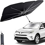 Sounce Windshield Umbrella Car Sun Shade Cover Robust Protection for car’s Front Window with Heat Insulation and UV Shielding, Sun Protection Shield, Full Cover Foldable Sun Shade for Car – Black