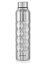 PEARLPET F50 Stainless Steel Single Wall Water Bottle, Light Weighted Leak-Proof Use for Office, School, Outdoor & Gym, 1000ml- Diamond Shape