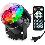 Luditek Sound Activated Party Hid Lights With Remote Control Dj Lighting, Rbg Disco Ball, Strobe Corded Electric Lamp 7 Modes Stage Par Light For Home, Room, Parties, Karaoke, Black