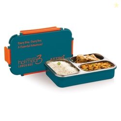 ATTRO Hot-Meal 3 Insulated Lunch Box with 3 Compartment, Inner Stainle
