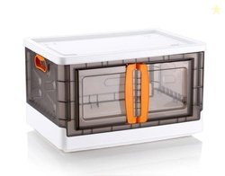 Arto 70L Foldable Plastic Storage Box with Lid, Large Stackable Kitche