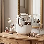 Amazon Basics Multi-Color Cosmetic Storage Box with LED Mirror â White,Large Capacity, Portable Design