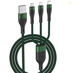 SYGA 3 in 1 Charging Cable, Nylon Braided USB Cable for Android, iOS a