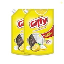 Giffy Liquid Dishwash Gel 900ml (Pack of 2) | Lemon and Active Salt |