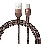 HAMMER 100W 5A USB to Type-C for OnePlus with WARP/VOOC/FLASH support, Super Fast Charging Cable,1.2M Nylon Braided,Tangle free,480Mbps Data Transfer, supports OPPO (Brown)