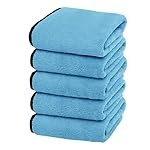 Story@Home Microfiber Super Absorbent Small Wipes 500 GSM Silk Banded Edge Towel Set Extra Thick Microfiber Cleaning Cloths Perfect for Bike (20 x 30 cm, Sky Blue) 5 Pieces