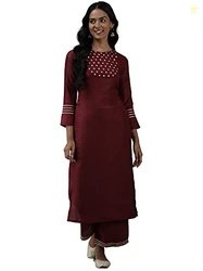 Rangpreet Wine Embroidered Straight Kurta with Trouser Set(9117NKS1061