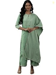 Rangpreet Sea Green Solid Straight Kurta Palazzo with Dupatta Set(4077