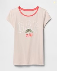 GAP KIDS Girls Brand Print Relaxed Fit Crew-Neck T-Shirt
