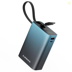Ambrane 20000mAh Small Pocket Size Powerbank, Hanging InBuilt Type C C