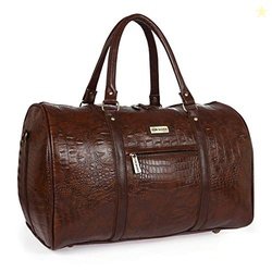 Fur Jaden Brown Textured Leatherette Stylish & Spacious Weekender Duff