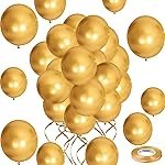 Crackles Super Shiny HD Metallic Chrome Balloons Gold for Party Decorations -Pack of 50