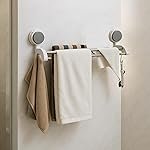 JD FRESH Self Adhesive Double Towel Hanger in Bathroom/Wall-Mounted Towel Bar with Magic Sticker/Napkin Holder Bar for Bathroom and Kitchen (White)