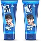 Set Wet Styling Hair Gel for Men – Casually Cool, 100gm | Medium Hold, High Shine | For Medium to Long Hair |No Alcohol, No Sulphate (Pack of 2)
