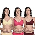 Womenâs Cotton Blend Bra Pack of 3 â Non-Padded, Wire-Free Everyday Comfort Bra