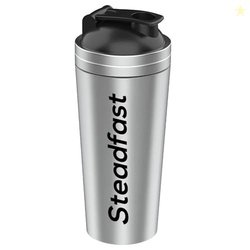Steadfast Nutrition Silver Stainless Steel Shaker Sturdy & leak-free C
