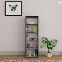 HomeTown Mezzola 5-Tier Engineered Wood Bookshelf | Wenge & White  Boo
