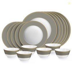 CELLO Moonstone Solitaire Series Opalware Dinner Set of 18 Pieces For