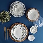 Cello Opalware Dazzle Series Moon Rose 35 Piece Dinner Set | Opal Glass Crockery for 6 | Bone Ash-Free | Lightweight, Elegant White Plate & Bowl Set | Opal Glass Dinner Set for Daily Use & Gifting