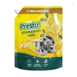 Amazon Brand - Presto! Dishwash Gel | Lemon | 5 L Refill Value Pack |