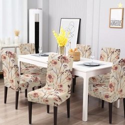 DECORIAN Polycotton 1 Seater Chair Floral Cover (Pack of 6 Gold)