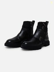EZOK Men Mid Top Leather Regular Boots With Buckle Detail