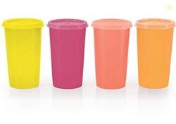 Tupperware Plastic Tumbler - 340 ml, 4 Pieces, Multicolored