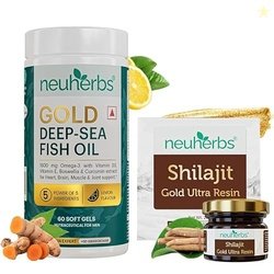 Neuherbs Gold Deep Sea Omega 3 Fish Oil 60 Softgels & Shilajit Gold Ul