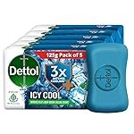 Dettol Icy Cool Bathing Soap Bar With 3x intense cooling (625gm), 125gm – Pack of 5