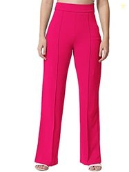 KOTTY Womens High Rise Regular Solid Trousers Rani Pink