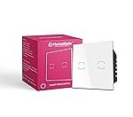 HomeMateÂ® WiFi+BLE 2-Way 2 Gang Touch Switch | No Hub Required | Dry Contact Switch | Home Automation | Compatible with Alexa and Google Home (1, White)