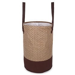GLUN Round Printed Laundry Bag, Beige & Brown Foldable Waterproof 45 L
