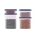 Attro SKY Oval Airtight Kitchen Storage Container Set/Modular Kitchen/for Rice, Flour, Sugar, Cereals, Snacks/Stackable, 4 Pieces,600 ml x 1,1200 ml x 1,1800 ml x 1,2400 x ml,Blue (SKY_OVALCON_4_Blue)