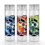 Clazkit Plastic Printed Water Bottle Ideal for Home, Office, Sports, School, Restaurant, Travelling, Gym, Yoga (1000 Ml Pack of 3), Multicolor
