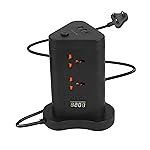 ZEBRONICS Power Block 385, Tower Extension Board/Strip, 2500 Watts, 10 Amps, 1x Type C Port, 8X Universal Socket, 2X USB Port, LED Indicator, Digital Counter, On/Off Switch, 5 Meter, Black