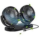 Portronics Twin Cool Dual Head Portable USB Powered Fan With 360Â° Rotatable Head, 3 Speed Control, Ultra Silent Operation, Brushless Motor, Suitable For 12/24V Car,SUV,Bus,Desk,Home Fan(Black)