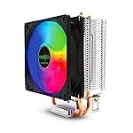 Frontech CPU Air Cooler with RGB Fan | 90mm 1800 RPM | Dual Copper Heat Pipes | Silent Operation | Intel LGA1700/1200/115x & AMD AM5/AM4/AM3 Compatible | Easy Installation | 3-Pin Connector (CPF-0005)