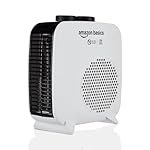 AmazonBasics Compact Portable Room Heater | 2000W | Corded Electric | Convection Heating with 2 Heat Settings | Indoor Use | Small | White PP Plastic