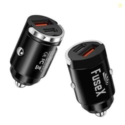 FuseX 30W Fast Car Charger, USB C PD & Dual USB Port Fast Charging Car
