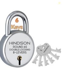 Hindson Round 65mm Padlock | Heavy Duty Metal Body Lock | Double Locki