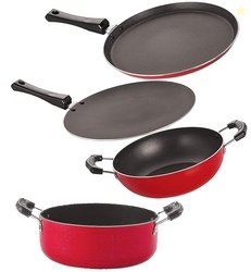 Nirlon Non Stick Aluminium Cookware Essential Gift Set of 4 Pieces wit