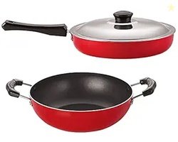 Nirlon 2 Pieces Rust Free Non-Stick Aluminium Kitchen Cooking Essentia