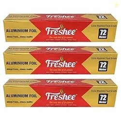 Freshee 72m Aluminium Silver Kitchen Foil Roll Paper Pack of 3, 11 Mic