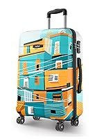 Safari Oasis Trolley Bag Large Size, 77 cms Printed Hard Side Travel Bag for Men and Women, 8 Wheel Luggage Suitcase for Travelling