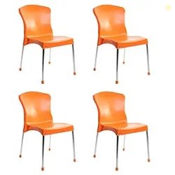 Cello Milano Cafeteria Set of 4 Chairs (Orange)